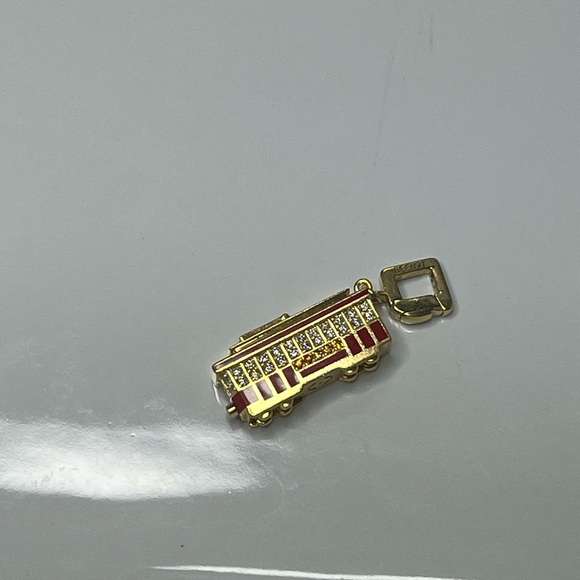 LOUIS VUITTON CABLE CAR 18KT GOLD & DIAMOND & SAPPHIRE CHARM PENDANT - Picture 6 of 12